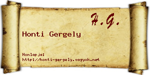 Honti Gergely névjegykártya